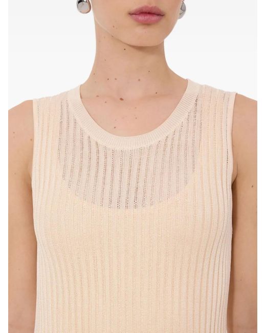 Loulou de Saison White Icaria Semi-Sheer Ribbed Knitted Maxi Dress