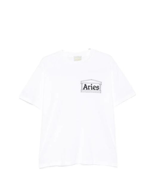 Aries White Temple Logo-Print T-Shirt for men