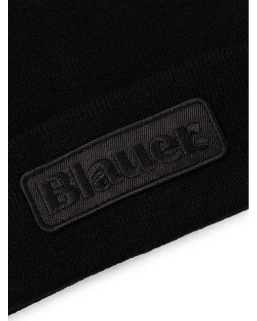Blauer Black Logo Patch Beanie for men