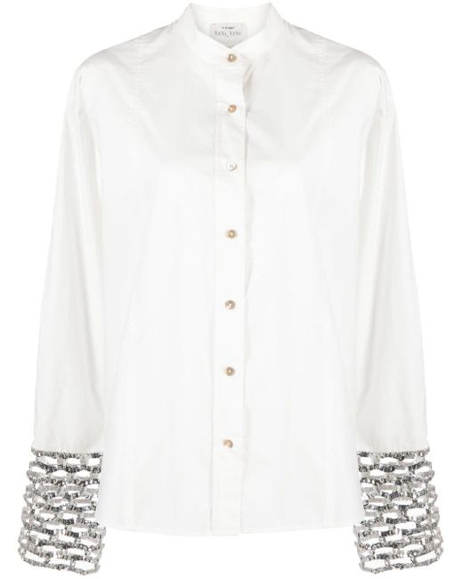 Forte Forte Sequinned Cuffs Cotton Shirt in het White