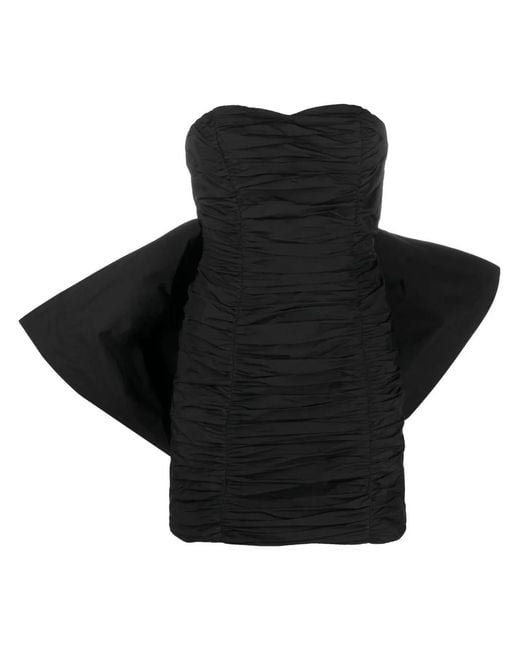 ROTATE BIRGER CHRISTENSEN Black Bow-detail Pleated Minidress