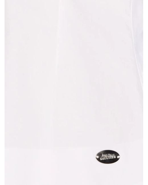 Jean Paul Gaultier White Jaretekkes Hemd mit Logo-Schild