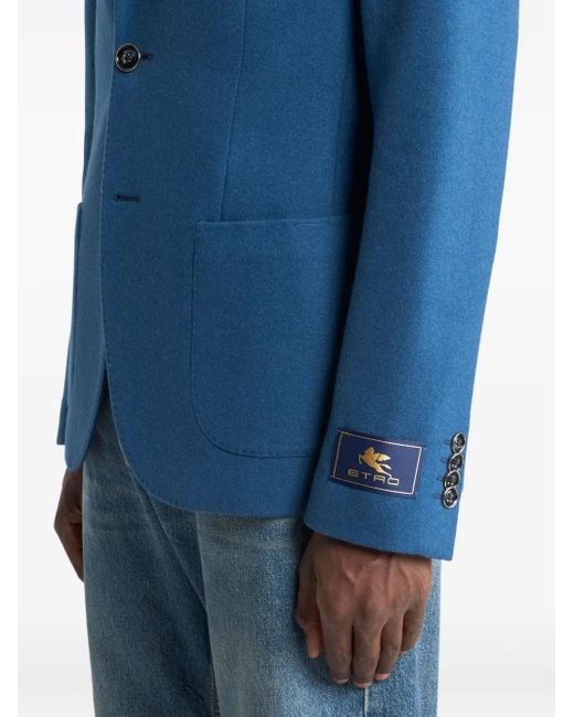 Etro Blue Single-Breasted Blazer for men