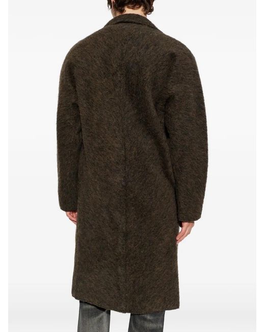 DIESEL Black Brushed W-Hull Coat for men