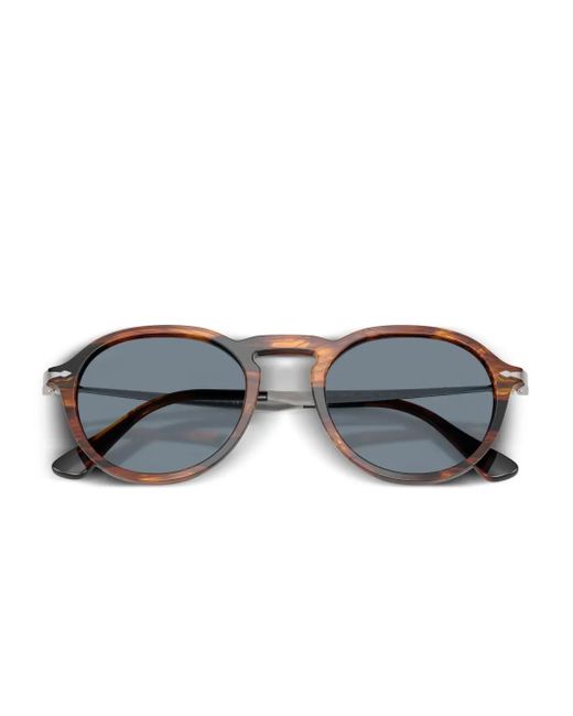 Persol Blue Tortoiseshell Round-Frame Sunglasses