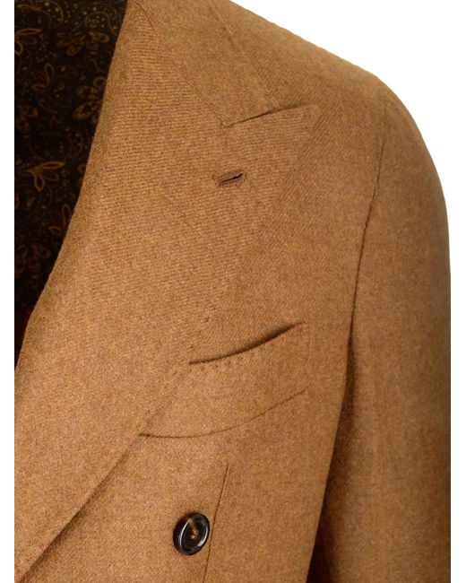 Al Duca D'aosta Brown Double-Breasted Wool Blazer for men