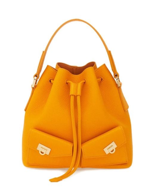 Ferragamo Orange Mini Hug Bucket Bag
