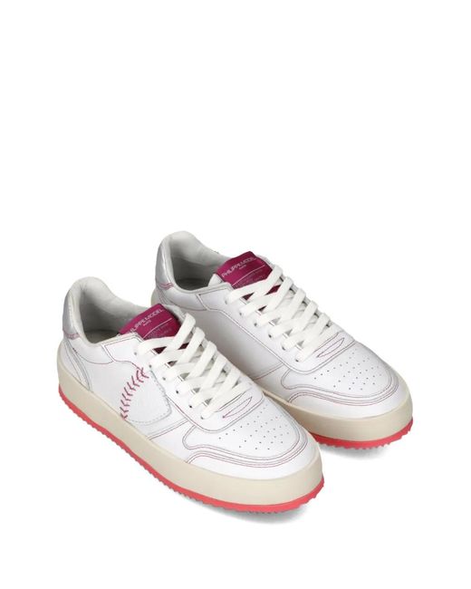 Philippe Model White Leather Low-Top Sneakers
