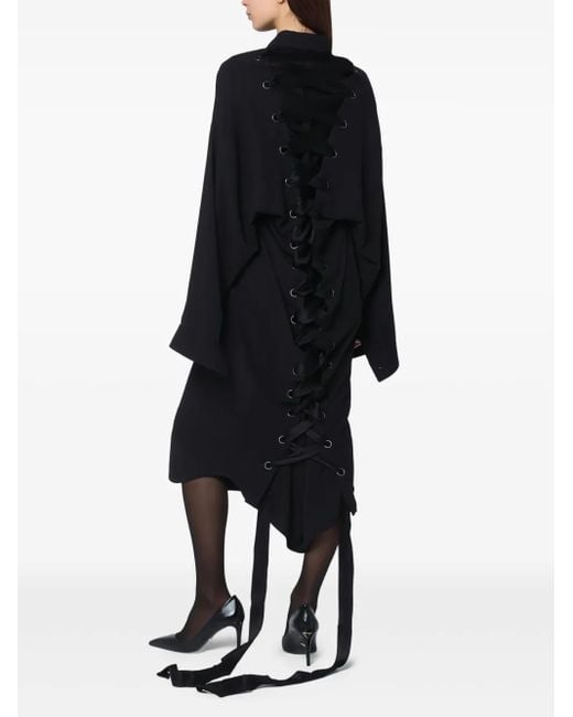 Balenciaga Black Shirt Dress With Intertwined Ribbons