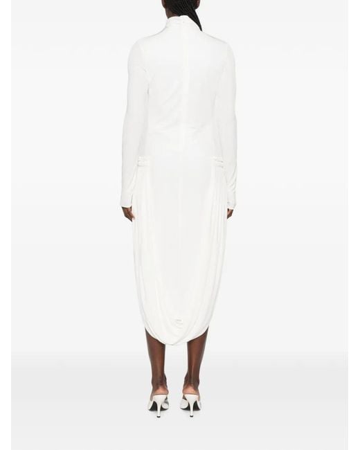 Stella McCartney White Draped-Detail Midi Dress