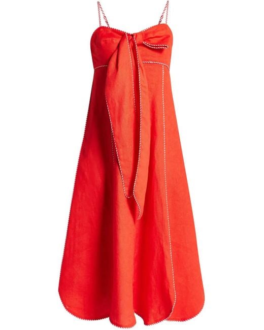 Vestido midi de lino Farm Rio de color Red