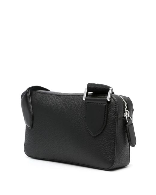 Aspinal Black Reporter Compact Leather Crossbody Bag for men