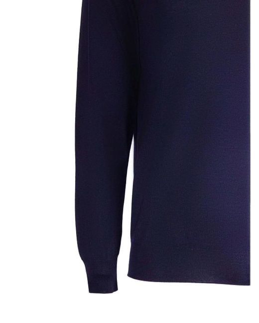 Fedeli Blue High-Neck Virgin-Wool Sweater for men