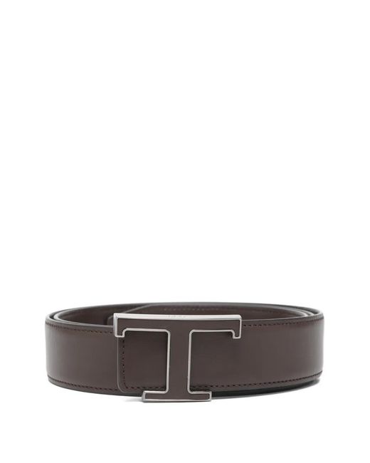 Tod's Gray Ceinture À Plaque Logo for men