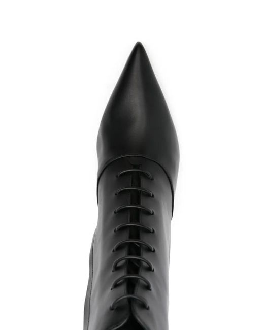 Gianvito Rossi Black 55Mm Morganne Lace-Up Pointed-Toe Boots