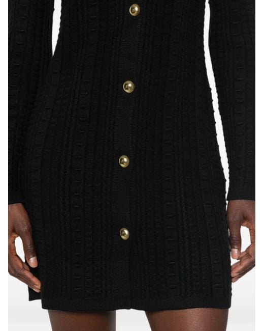 Twinset Black Cable-Knit Button-Front Mini Dress