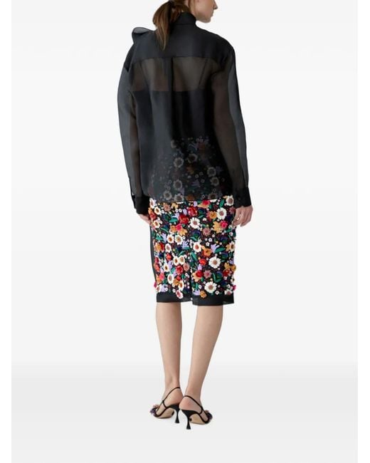 Carolina Herrera Black Bow-Detail Organza Shirt