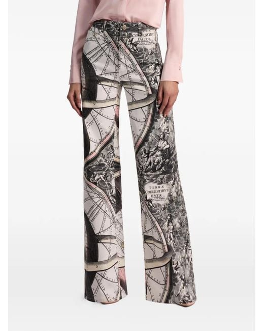 Alice + Olivia White Chic Printed Full-Length Jeans