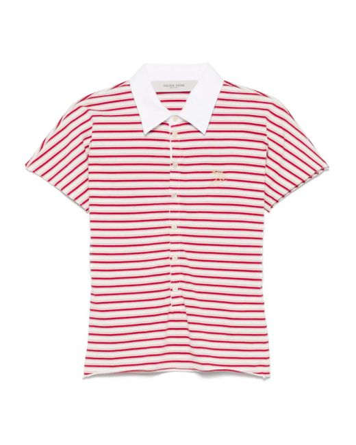 Golden Goose Deluxe Brand Red Natalia Slim Fit Striped Cotton Polo Shirt