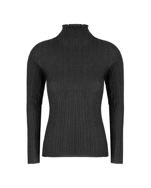 Fabiana Filippi Black Ribbed Metallic-Thread Sweater