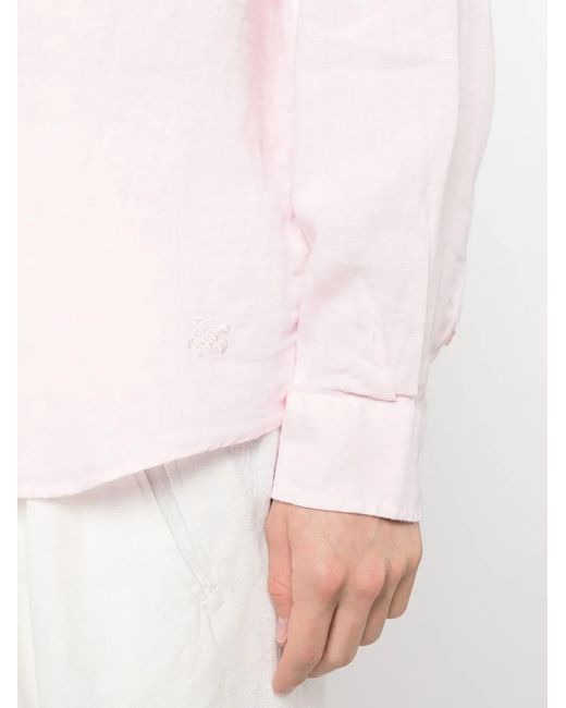 Vilebrequin Pink Caroubis Long-Sleeved Linen Shirt for men