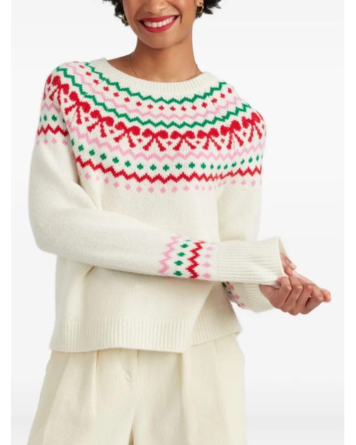 Chinti & Parker White Pullover mit Fair-Isle-Schleife