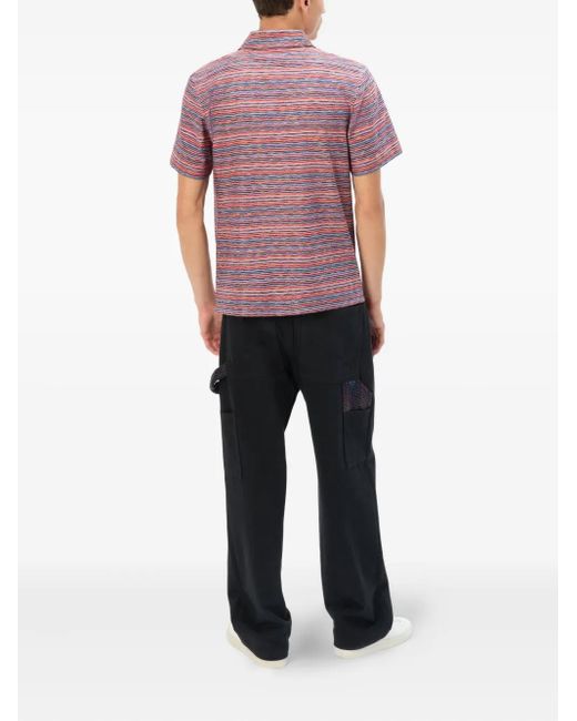 Missoni Pink Striped Short-Sleeve Polo Shirt for men