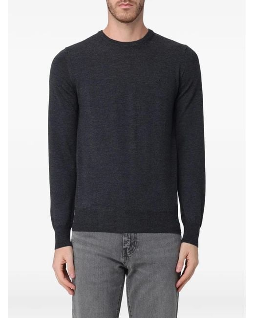 Brooksfield Blue Crew-Neck Wool Sweater for men