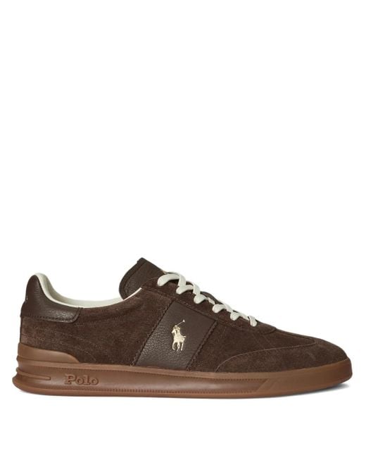 Polo Ralph Lauren Brown Heritage Aera Suede Sneakers for men