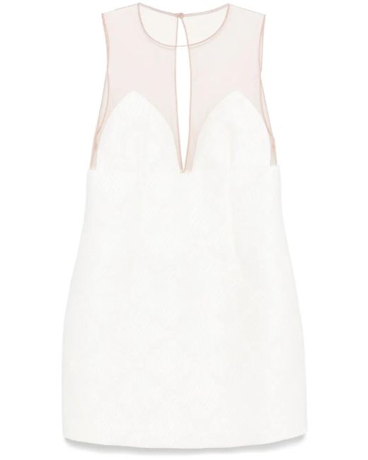 Elisabetta Franchi ラフィア チュール ミニドレス White