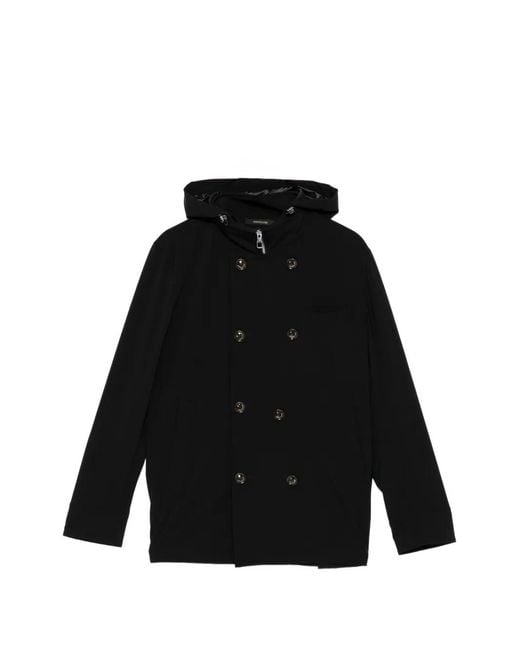 Chaqueta Con Capucha Y Doble Botonadura Montecore de hombre de color Black