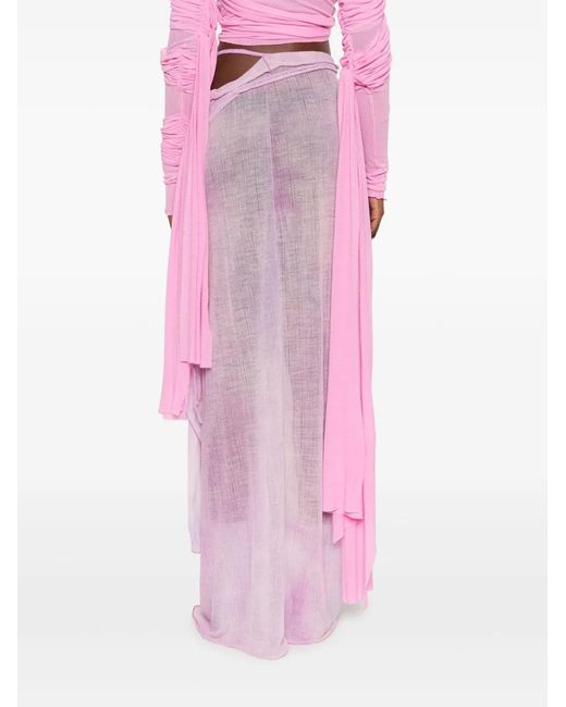 Acne Pink Draped Wrap-Design Maxi Skirt
