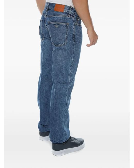 Emporio Armani Blue Logo-Plaque Jeans for men