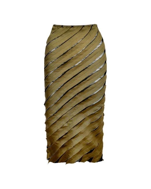 Ioana Ciolacu Green Spiral Panelled Midi Skirt