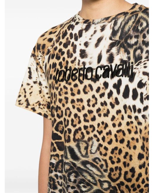 Roberto Cavalli Brown T-Shirt mit Leoparden-Print