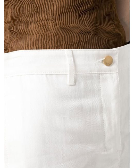 Max Mara White Linen Blend Cropped Trousers