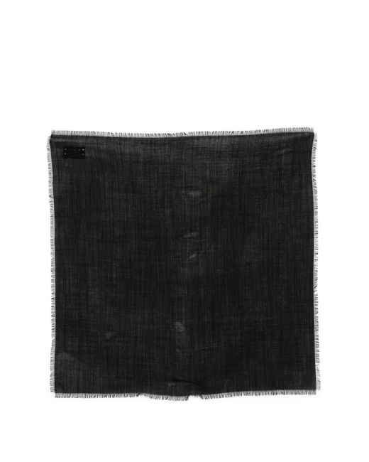 Rier Black Frayed-Edge Scarf for men