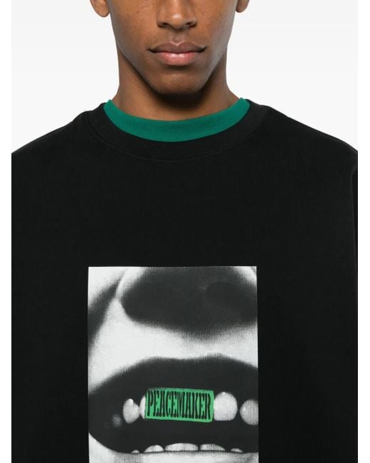 Oamc Peacemaker Black Smile-Print Sweatshirt for men