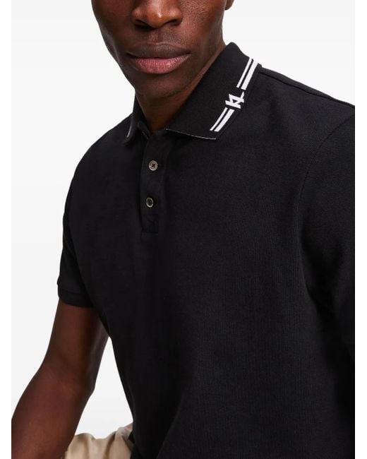 メンズ Karl Lagerfeld コントラストトリム ポロシャツ Black