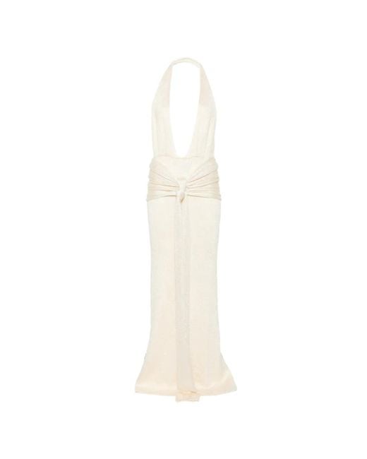 AYA MUSE White Sereia Knotted-Waist Maxi Dress