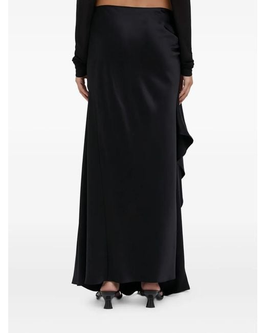 Christopher Esber Black Draped-Ruffle Long Skirt