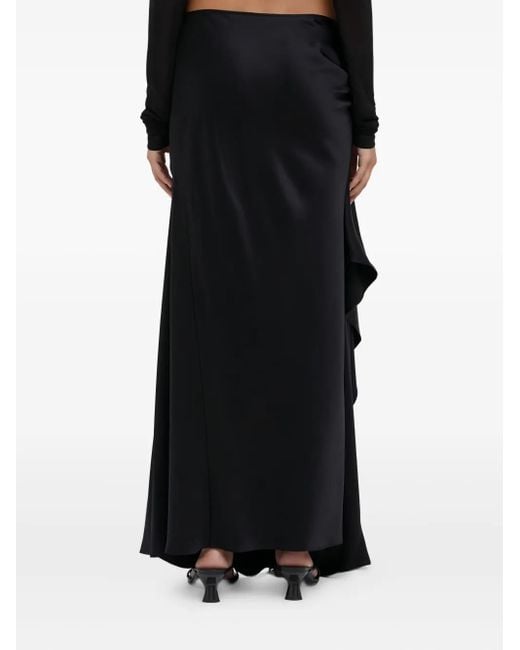 Christopher Esber Black Draped-Ruffle Long Skirt