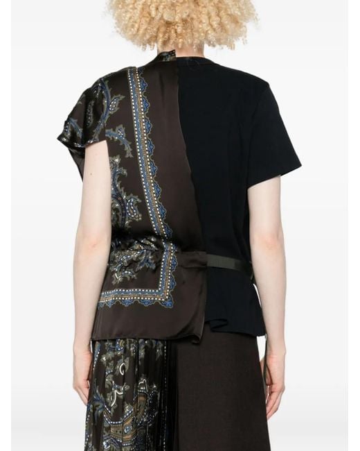 Sacai ペイズリーパネル トップ Black
