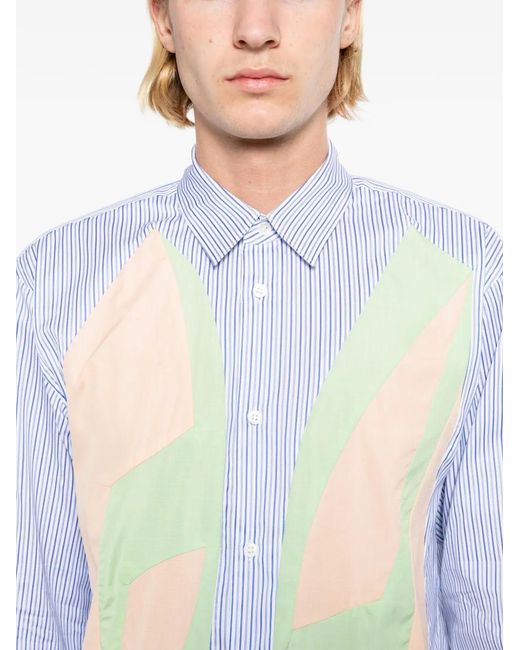 Comme des Garçons White Striped Patchwork Shirt for men