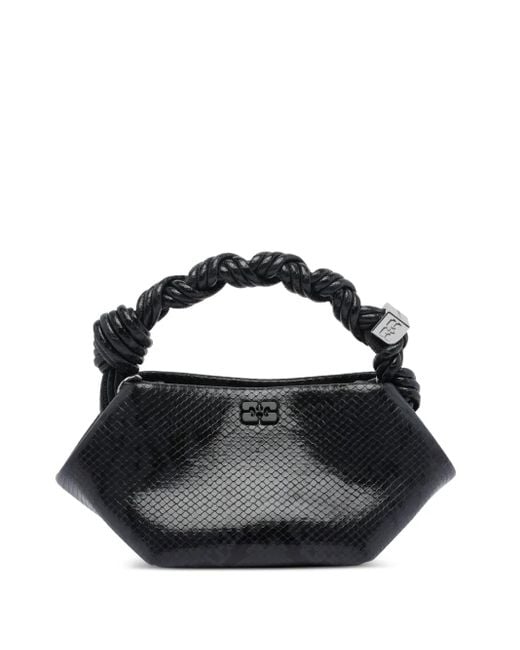 Ganni Black Small Twisted-Handle Shoulder Bag