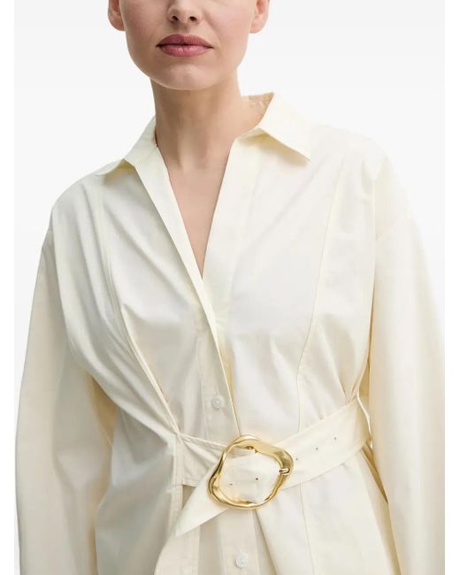 Isabelle Blanche White Belted Shirt Dress