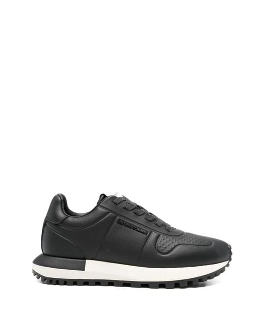 Emporio Armani Black Leather Sneakers for men