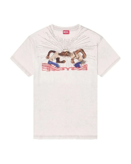 DIESEL White T-Norm-T15 Graphic Print T-Shirt for men