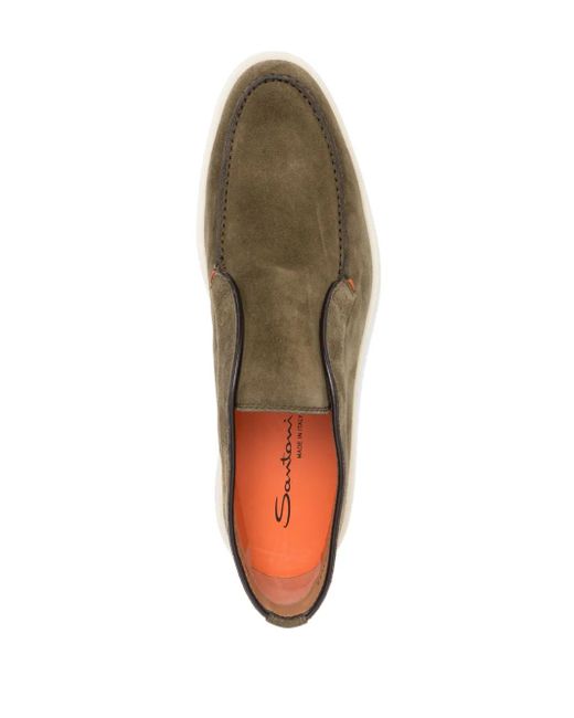 Santoni Brown Slip-On Suede Boots for men