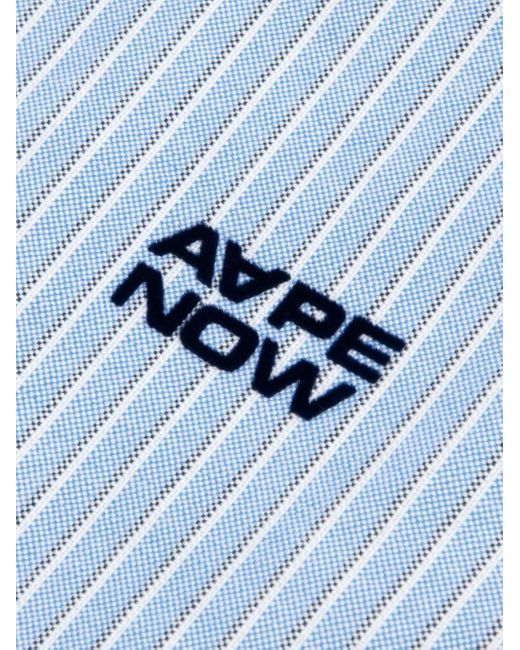 Aape By A Bathing Ape Blue Embroidered Striped Shirt for men